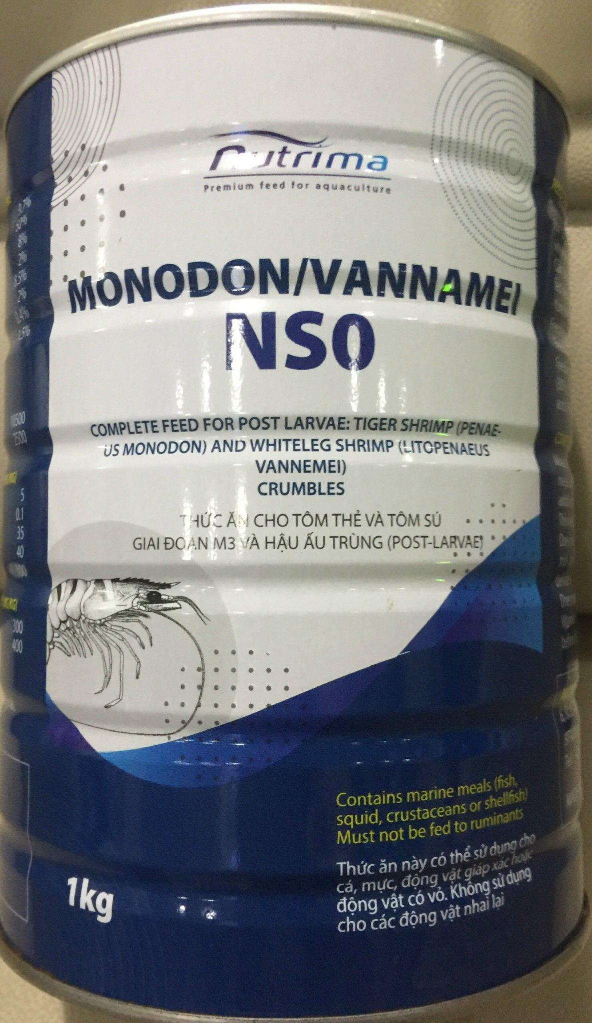 NO Thức ăn của Pháp dành cho tôm gièo mật độ cao 300-500con/m3
