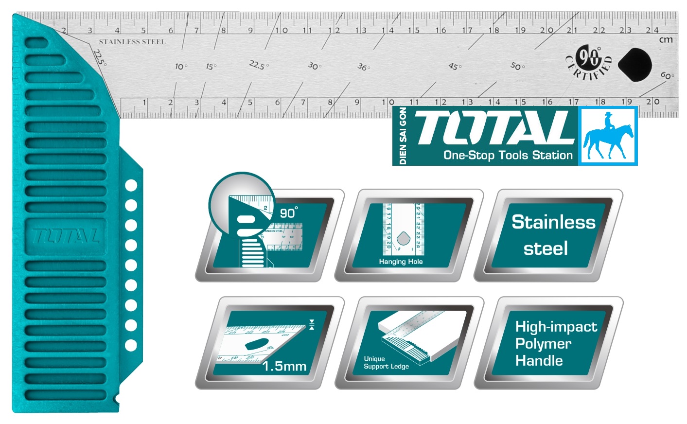 Thước ke thước đo góc vuông 300mm 12inch total tmt61126