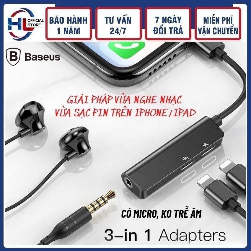Bộ chuyển cổng Lightning sang Dual Lightning + Audio AUX 3.5mm Baseus L52 chính hãng cho iPhone/ iPad HL25 thiết kế nhỏ gọn, đẹp mắt, chất liệu kim loại sang trọng - Phụ Kiện H&L