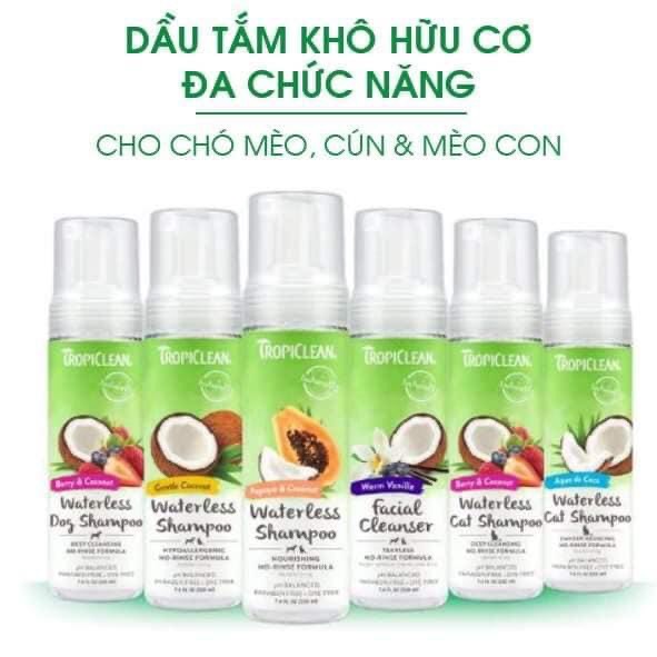 Tropiclean-dầu tắm khô organic cho thú cưng