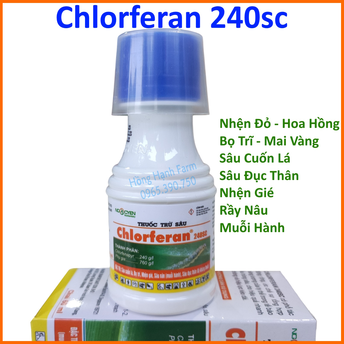 Chlorferan 240sc 60ml, Thuốc trừ sâu cuốn lá, bọ trĩ, nhện đỏ, sâu năn , sâu đục thân đã kháng thuốc