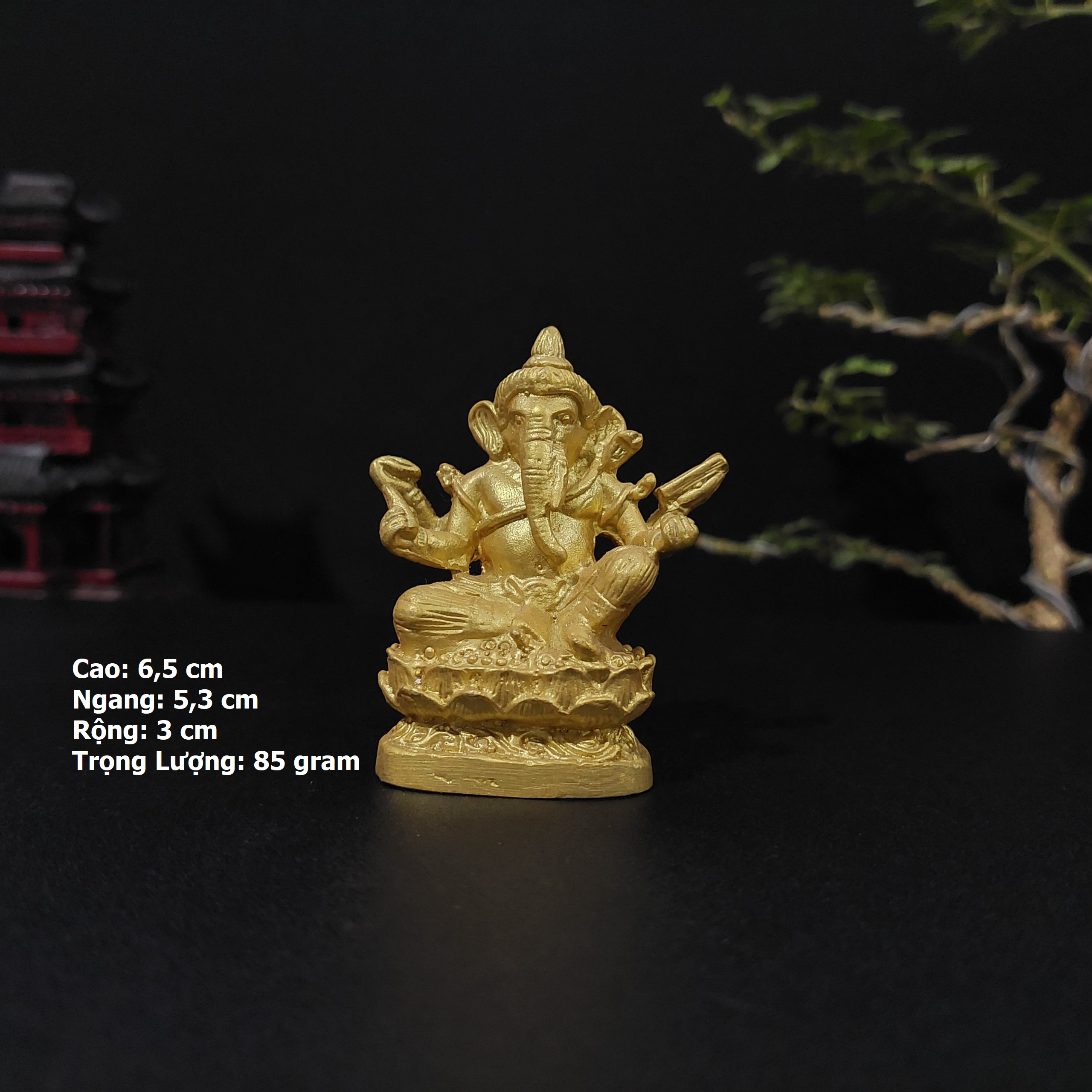 A435 - tượng đồng mini thái lan thần voi ganesha phong thủy an kỳ