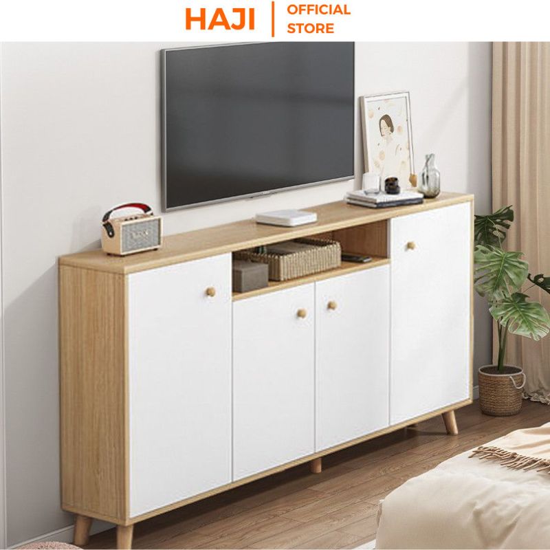 Kệ tivi 4 cánh mở cao cấp kết hợp tủ để đồ, Tủ kệ tivi để sàn sang trọng cho phòng khách HAJI AP219