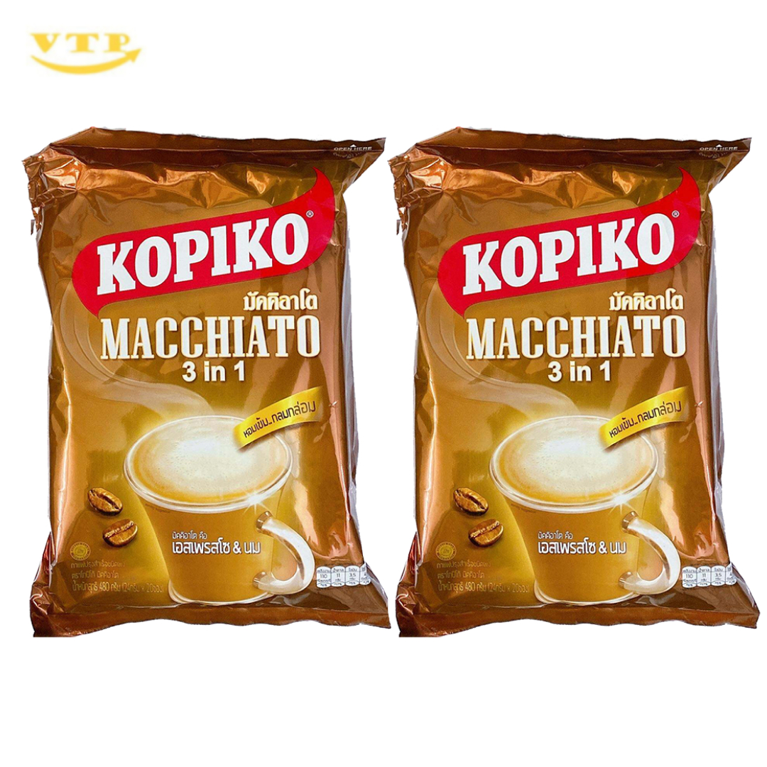 Combo 2 Bịch Cà phê Sữa Kopiko Macchiato Thái Lan ( Bịch 20 gói X 20g )