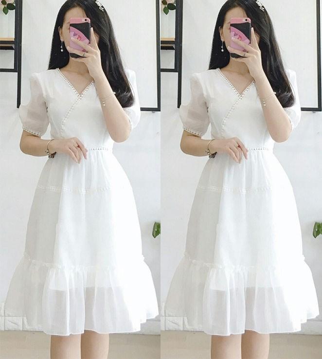 [HCM]Đầm xòe voan ren dễ thương nữ tính nhiều size