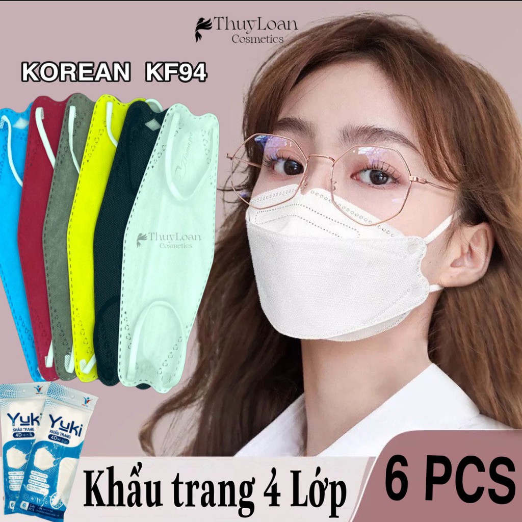Khẩu trang kháng khuẩn 4d landmark túi 6 cái - hộp 10c yoki xanh