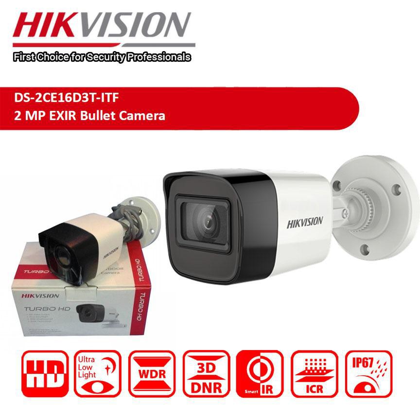 [HCM]Camera Hikvision DS-2CE16D3T-ITPF Công Nghệ thông minh Hiện Đại chuyên dụng ban đêm quan sát trong môi trường ánh sáng cực yếu kích hoạt tính năng chống ngược sáng chống nước và bụi IP67
