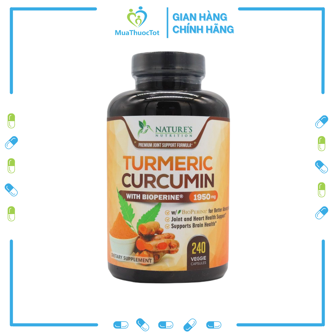Viên Uống Tinh Chất Nghệ Kết Hợp Hạt Tiêu Đen Nature's Nutrition Turmeric Curcumin with BioPerine 1950mg 240 Viên