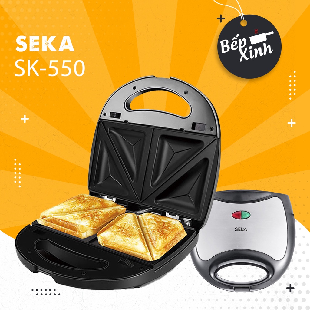 Máy làm bánh mỳ hotdog, máy nướng bánh mỳ sandwich seka sk-550, máy kẹp nướng bánh mỳ nóng nhanh chín đều, chống dính tốt – bảo hành 12 tháng