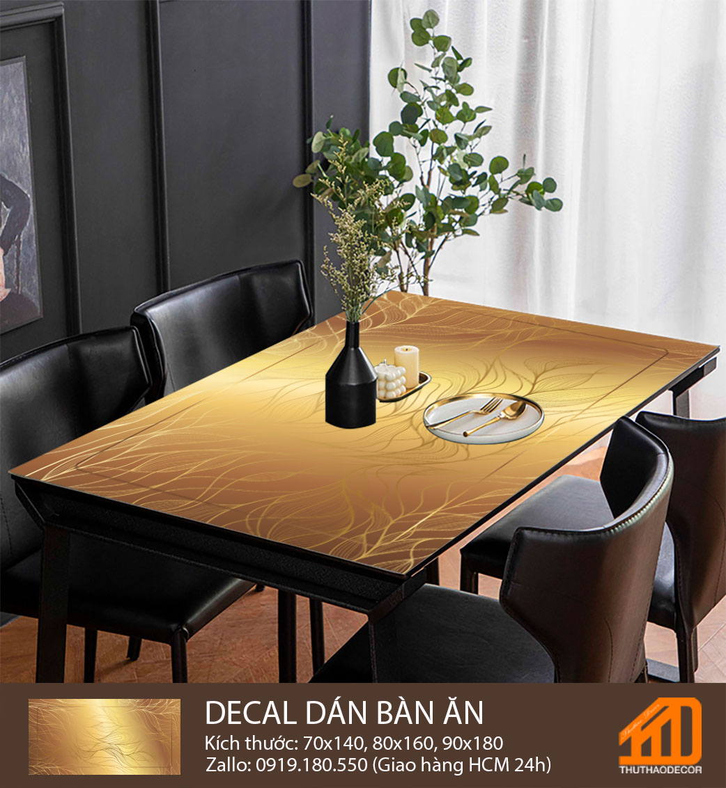 Decal dán bàn ăn sóng vàng gold - trang trí nội thất