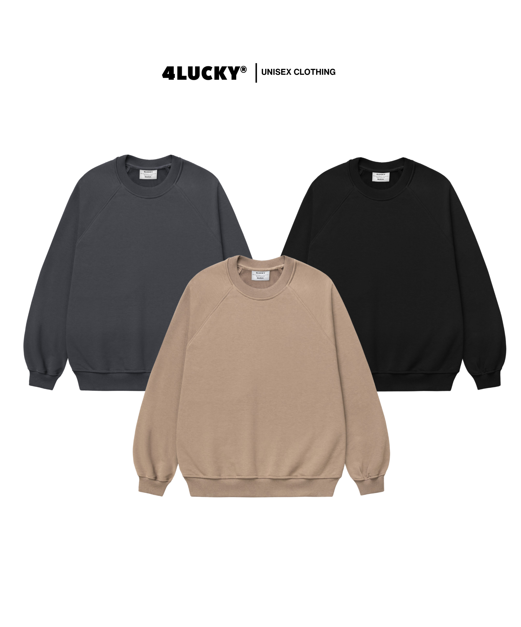Áo sweater basic 4lucky 6119, form rộng dày dặn ấm áp