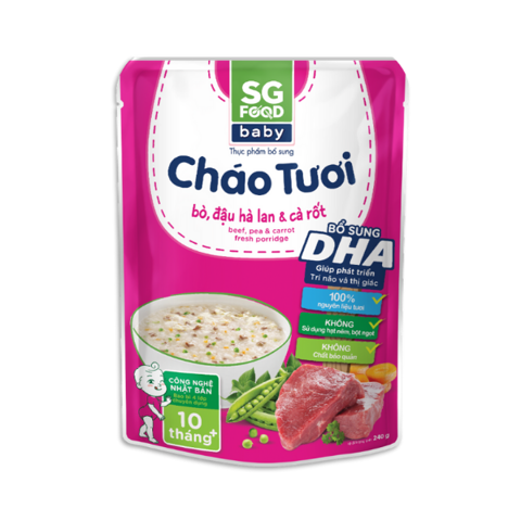 Cháo tươi baby bò đậu hà lan, cà rốt SGFood 240gr