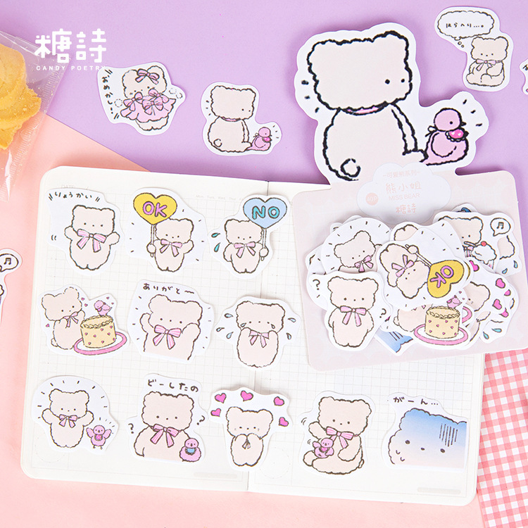 Sticker (hình dán) gói 50 sắc thái của gấu trang trí sổ, album, nhật ký, lưu bút, góc học tập