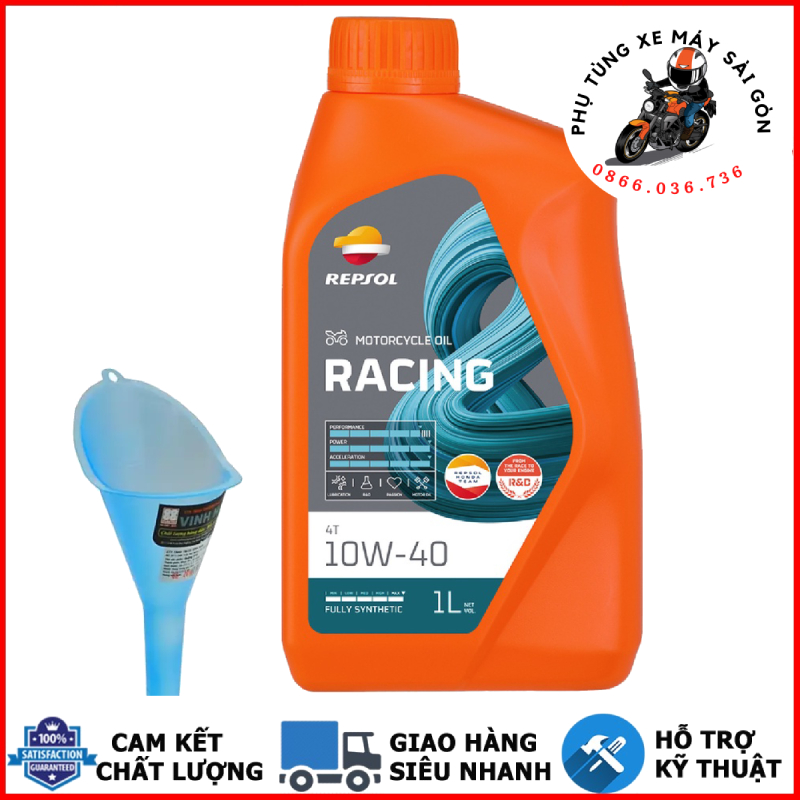 Nhớt Repsol Racing 10W40 dành cho xe số, PKL nhập khẩu Tây Ban Nha [Mua 5 tặng 1 phểu]