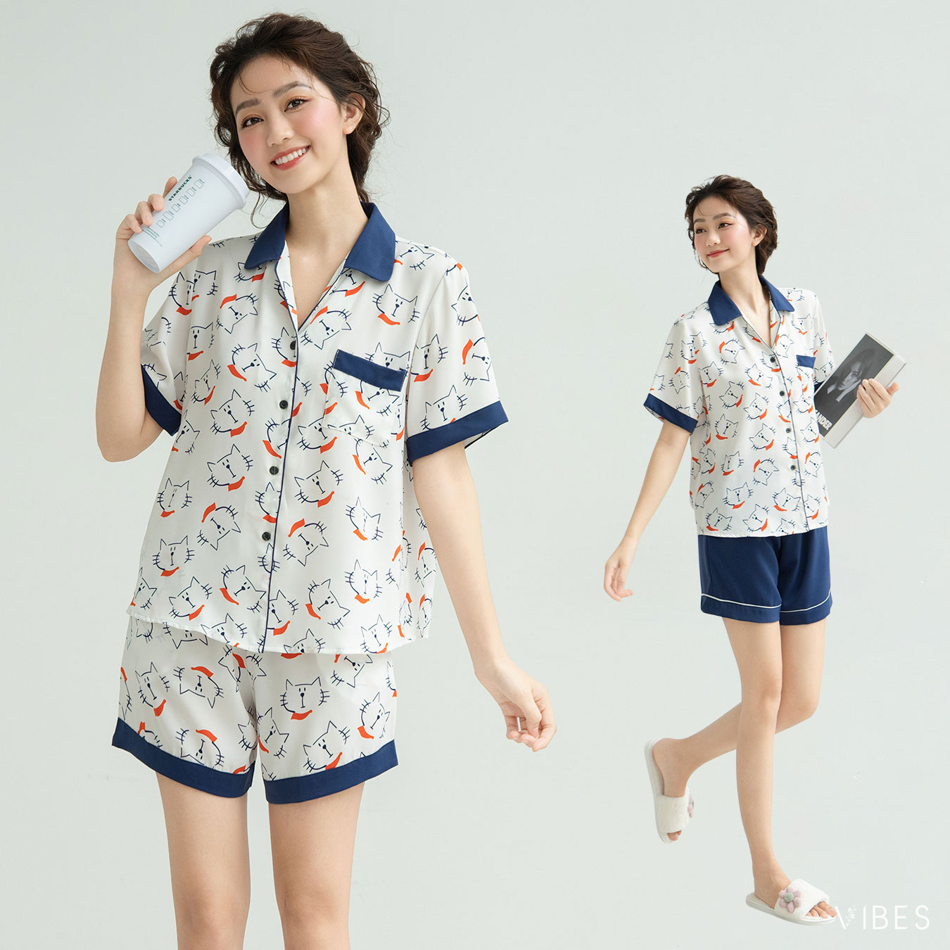 Vibes pijama ngắn cat py set