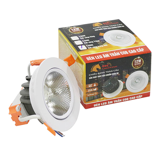 Đèn Spotlight COB âm trần 12w ánh sáng trung tính Bảo Hành 2 năm - Đèn Led Âm Trần Siêu Sáng COB HC LIGHTING