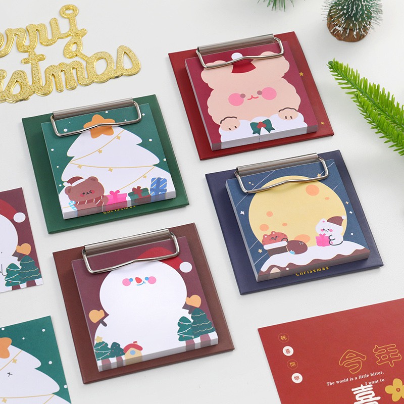 Tập giấy note, giấy ghi chú kèm kẹp trình ký Noel, Giáng sinh - TamaChan