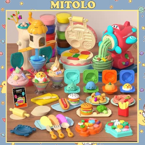 Bộ Đồ Chơi Máy Làm Kem Mitolo Máy Lam Mỳ Máy Làm Bánh Đất Nặn Sinh Học Thông Minh Mini Pt5211