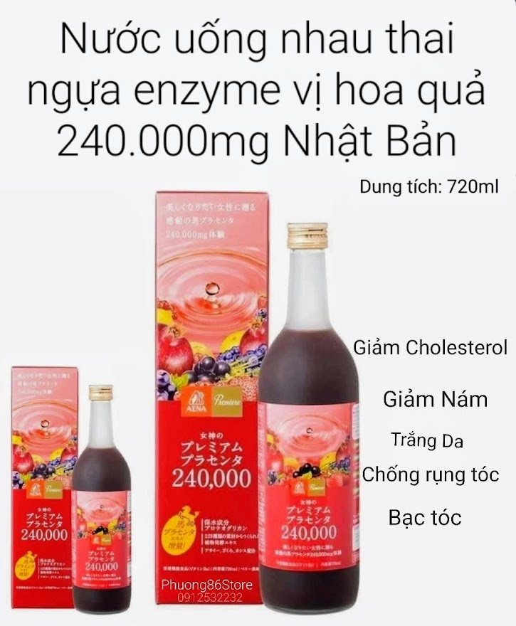 Nước uống collagen enzyme vị hoa quả 240,000mg nước uống đẹp da nhau thai ngựa aena collagen enzyme nhật bản 720ml