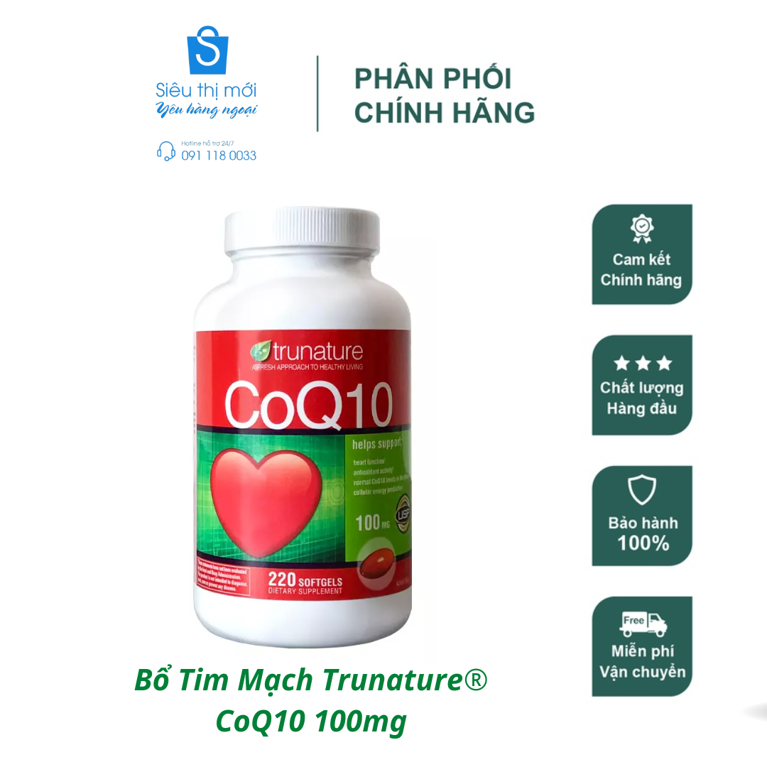 Viên uống bổ tim mạch trunature® coq10 100mg, mỹ