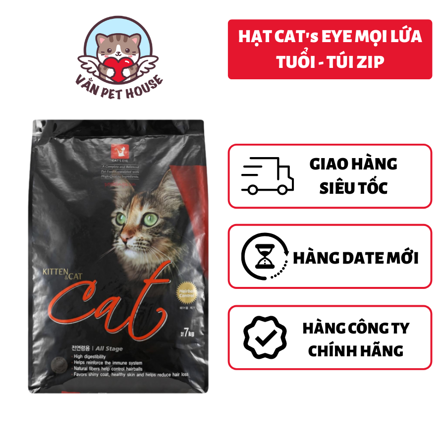 Hạt Khô Cat's Eye Cho Mèo (Túi Zip 1kg) Cateye - Thức ăn cho mèo Catseye Hàn Quốc Tiêu Búi Lông