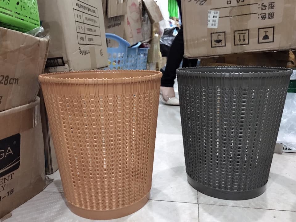 Combo 02  Sọt nhựa giả mây, đựng rác, trồng cây tiện lợi