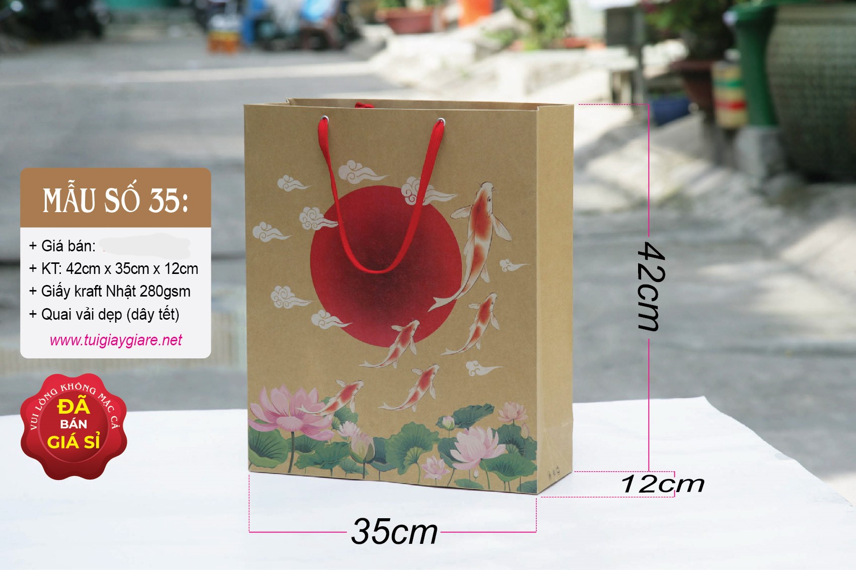 25 cái Túi số 35 - Túi giấy kraft size đại đựng quà tặng lớn cỡ thùng bia 24 lon