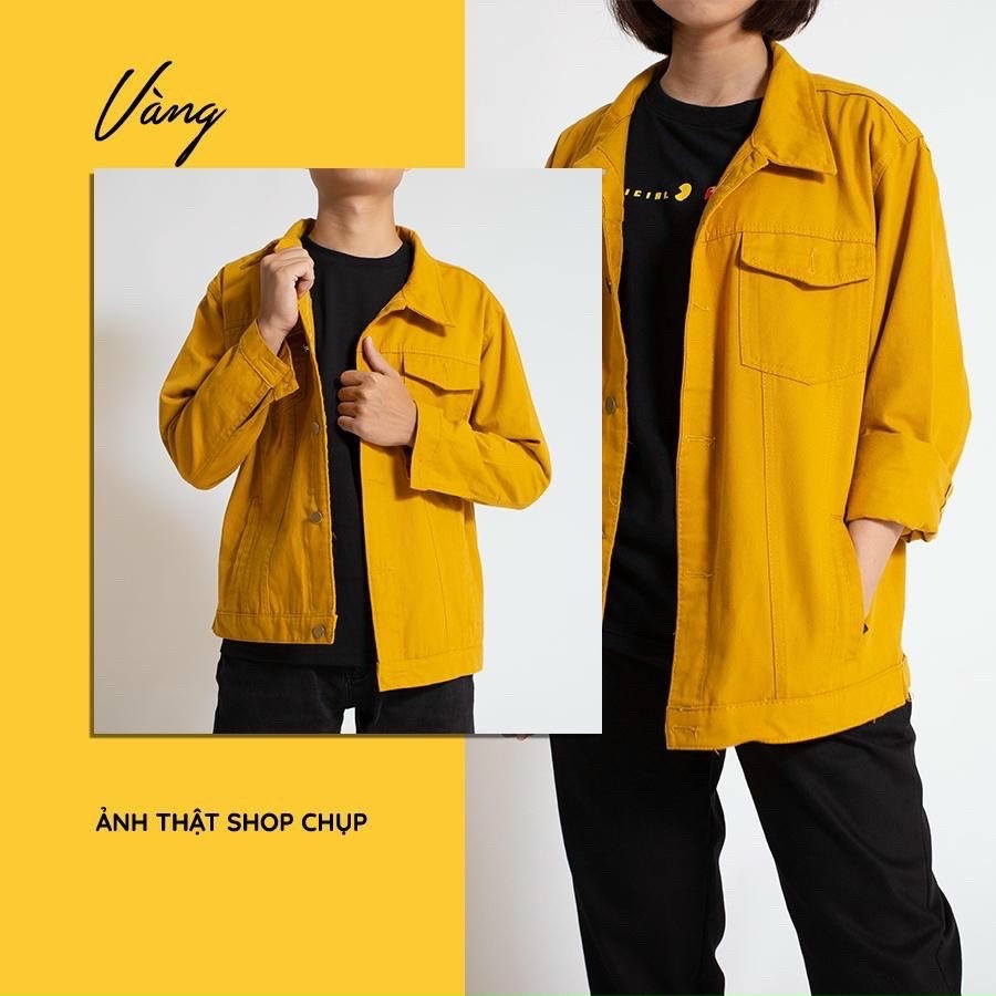 [HCM]ÁO KHOÁC KAKI JEAN NAM NỮ MÀU VÀNG PHONG CÁCH HÀN QUỐC SIÊU HOT FORM ÁO CHUẨN ĐẸP DẦY DẶN 1990STORE tgv007