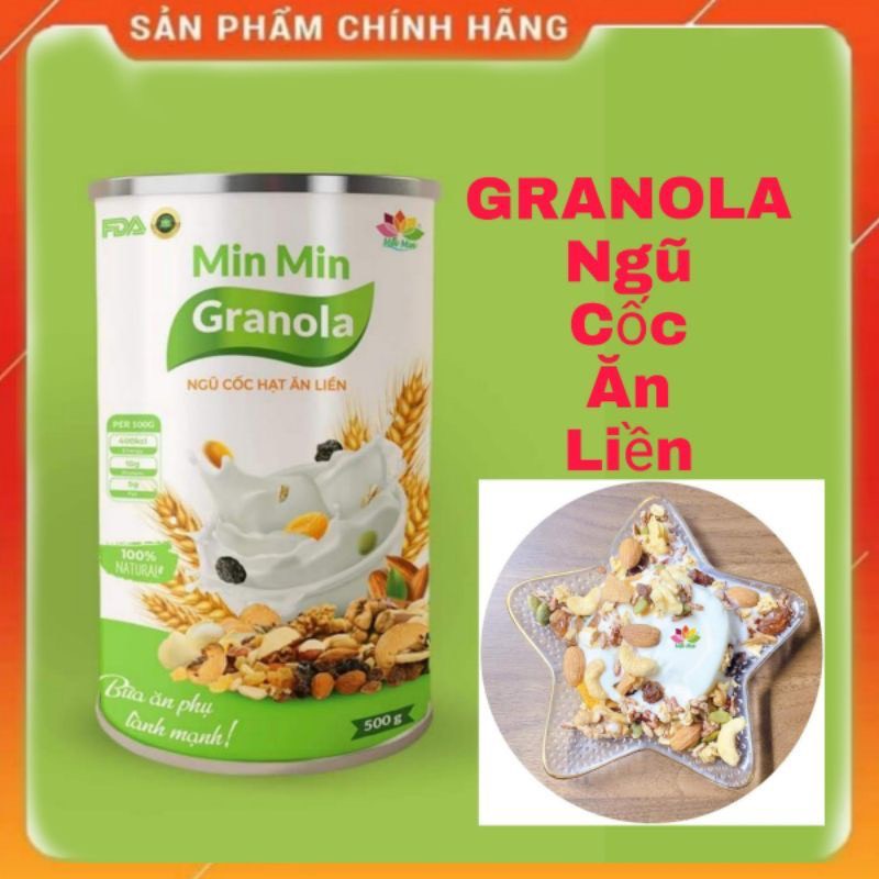 Ngũ cốc hạt ăn liền Granola Min Min, ngũ cốc dinh dưỡng dạng hạt ăn liền (hộp 500g)