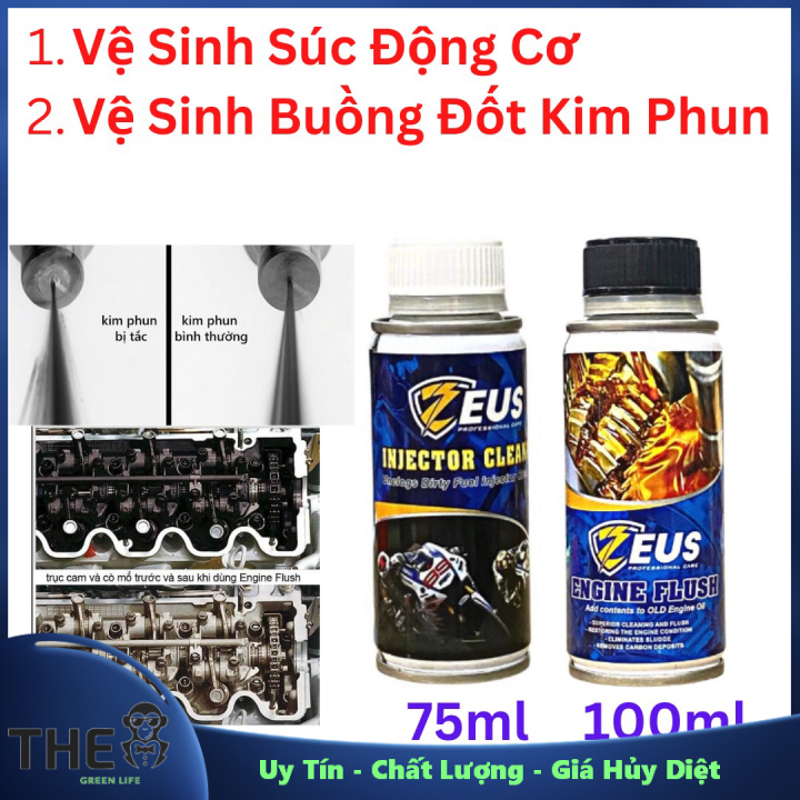 Combo súc rửa động cơ zeus và vệ sinh buồng đốt kim phun zeus