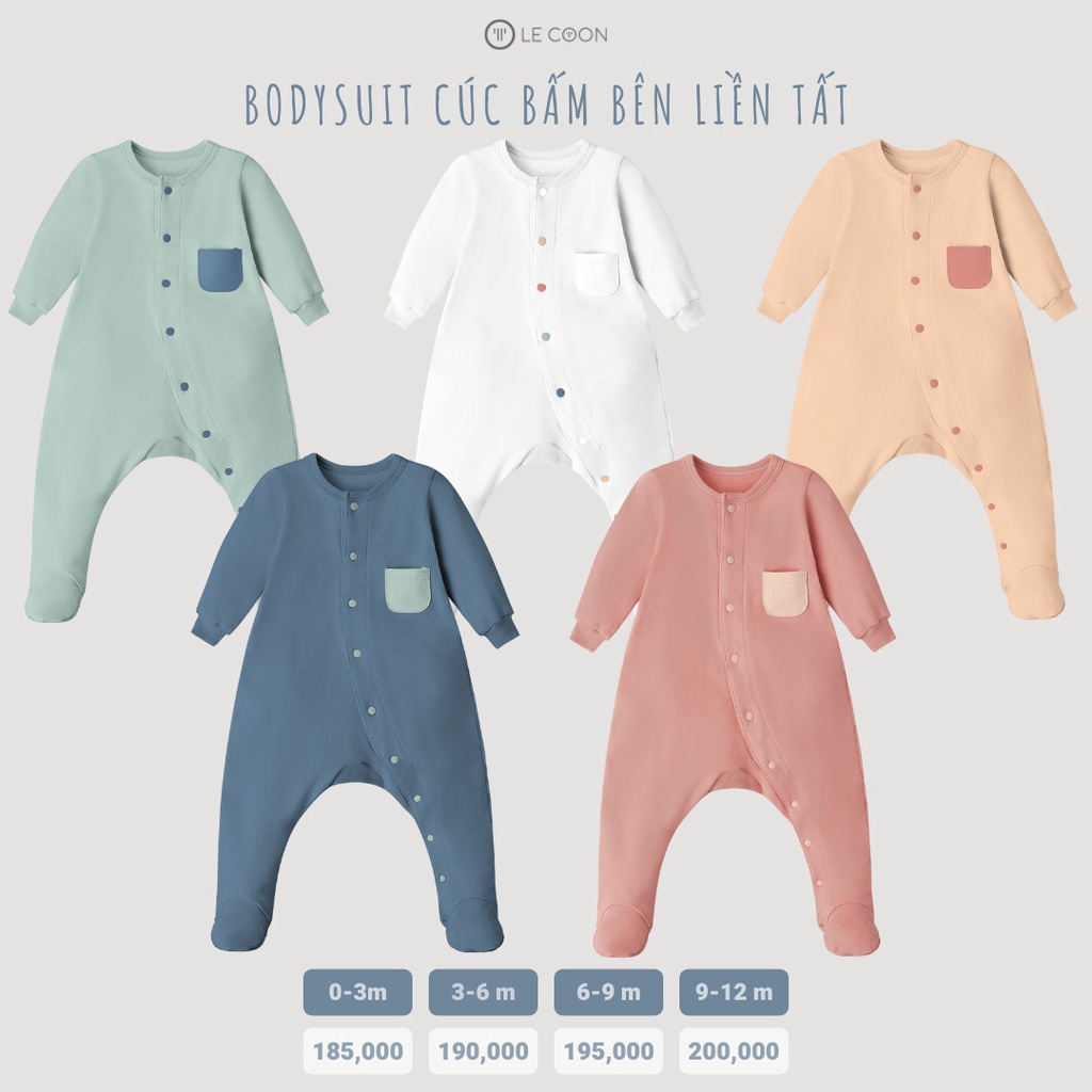 Lecoon- bodysuit bé trai bé gái cúc bấm bên liền tất lecoon lc0770