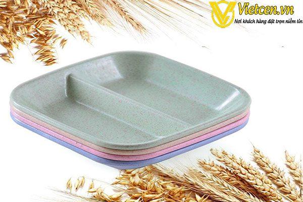 Đĩa đựng gia vị 2 ngăn bằng lúa mạch nhiều màu sgr1580