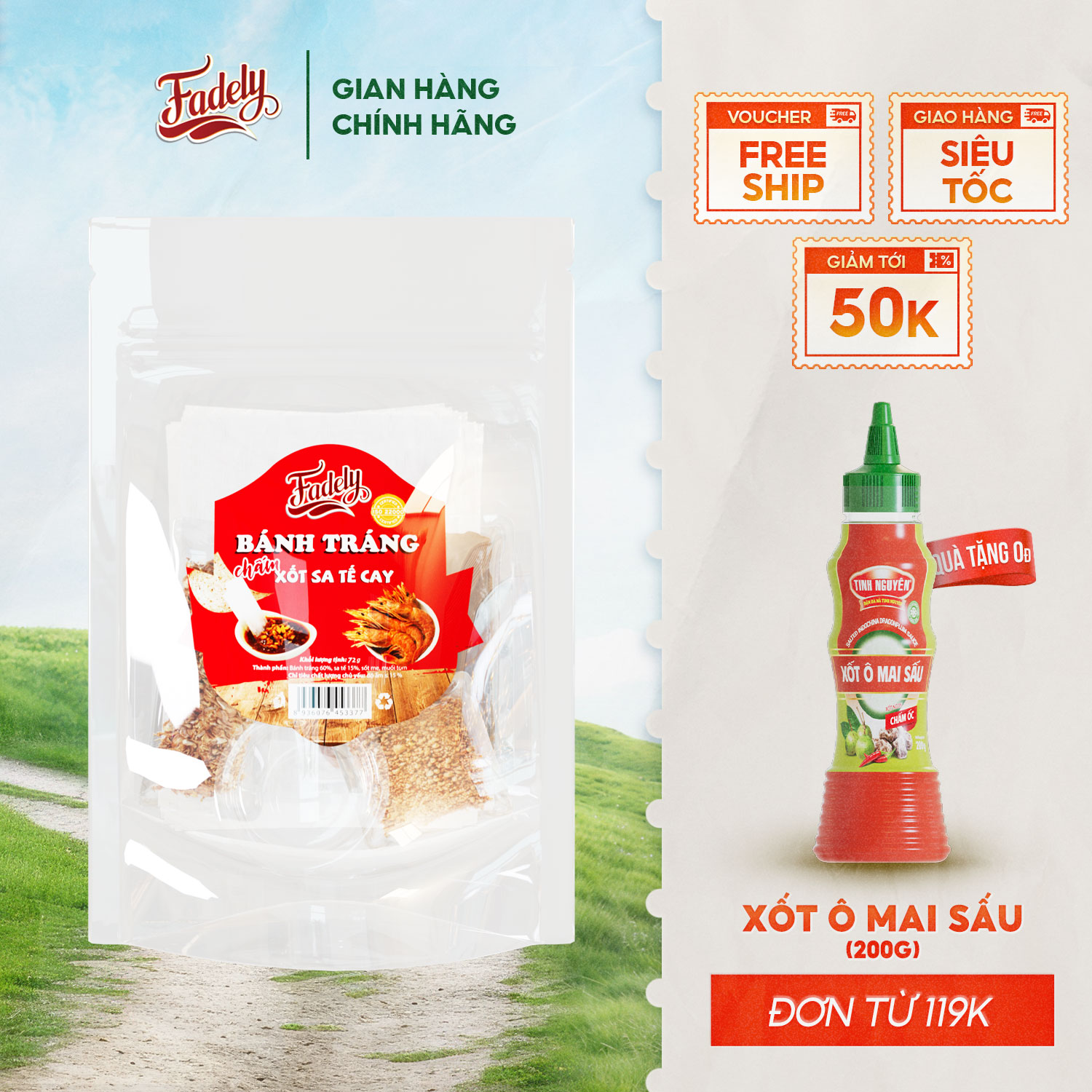 Bánh tráng chấm xốt sa tế cay fadely