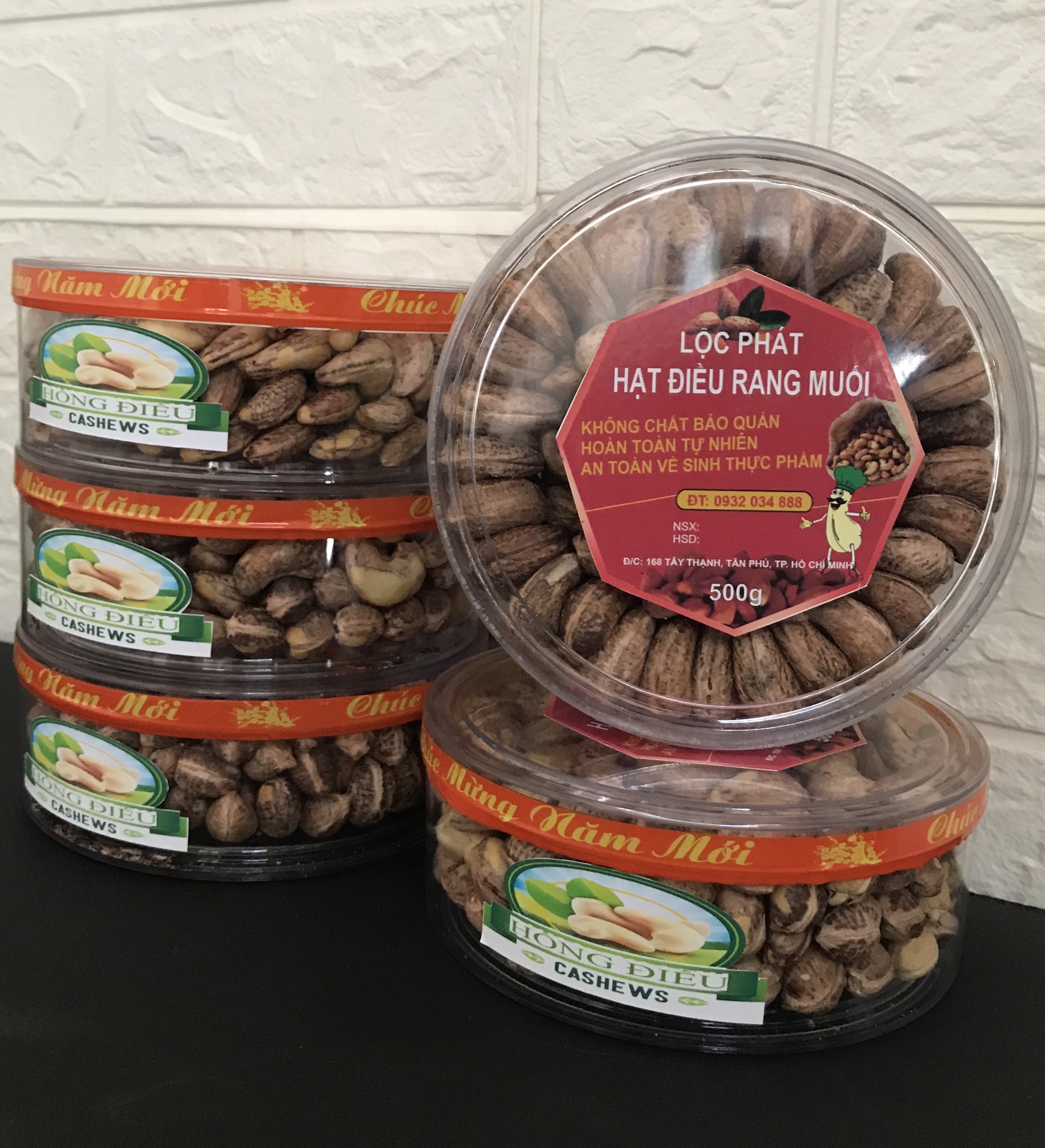 Hộp 1000gr hạt điều rang muối vỏ lụa loại 1 bình phước lộc phát