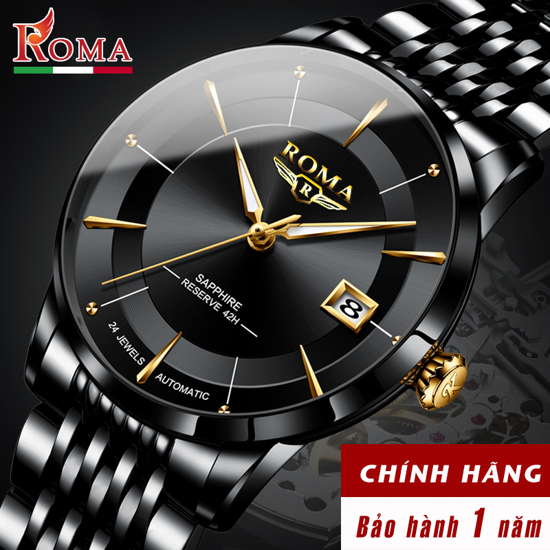 [MIỄN PHÍ GIAO HÀNG] Đồng hồ Nam ROMATIC 1986 Máy GERMANY - Khóa Bướm + Dây Thép Đúc Đặc Cao Cấp Đồng Hồ Thời Trang - Kính Tráng Sapphire - Dây vỏ đúc đặc Thép Không Gỉ - Khóa Bướm Mẫu Mới