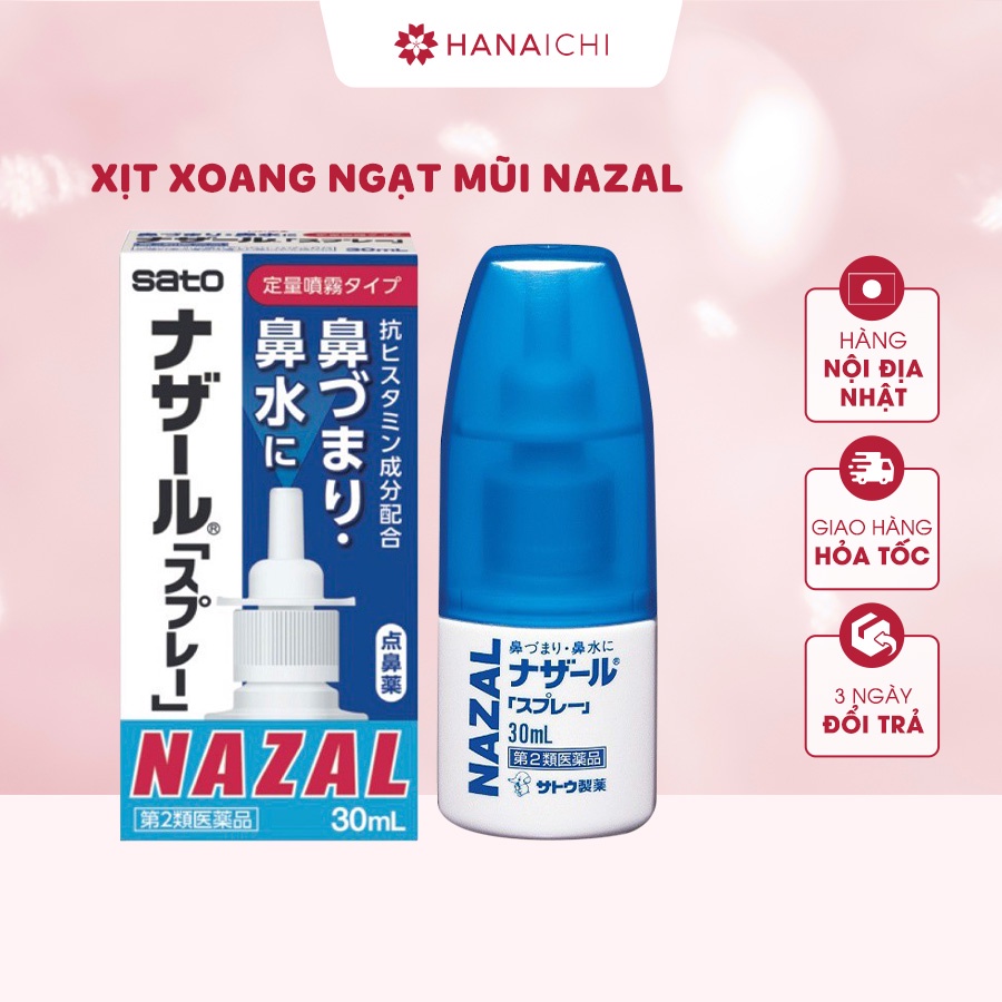 Xịt xoang mũi ngạt mũi Nazal Sato 30ml - Nội Địa Nhật