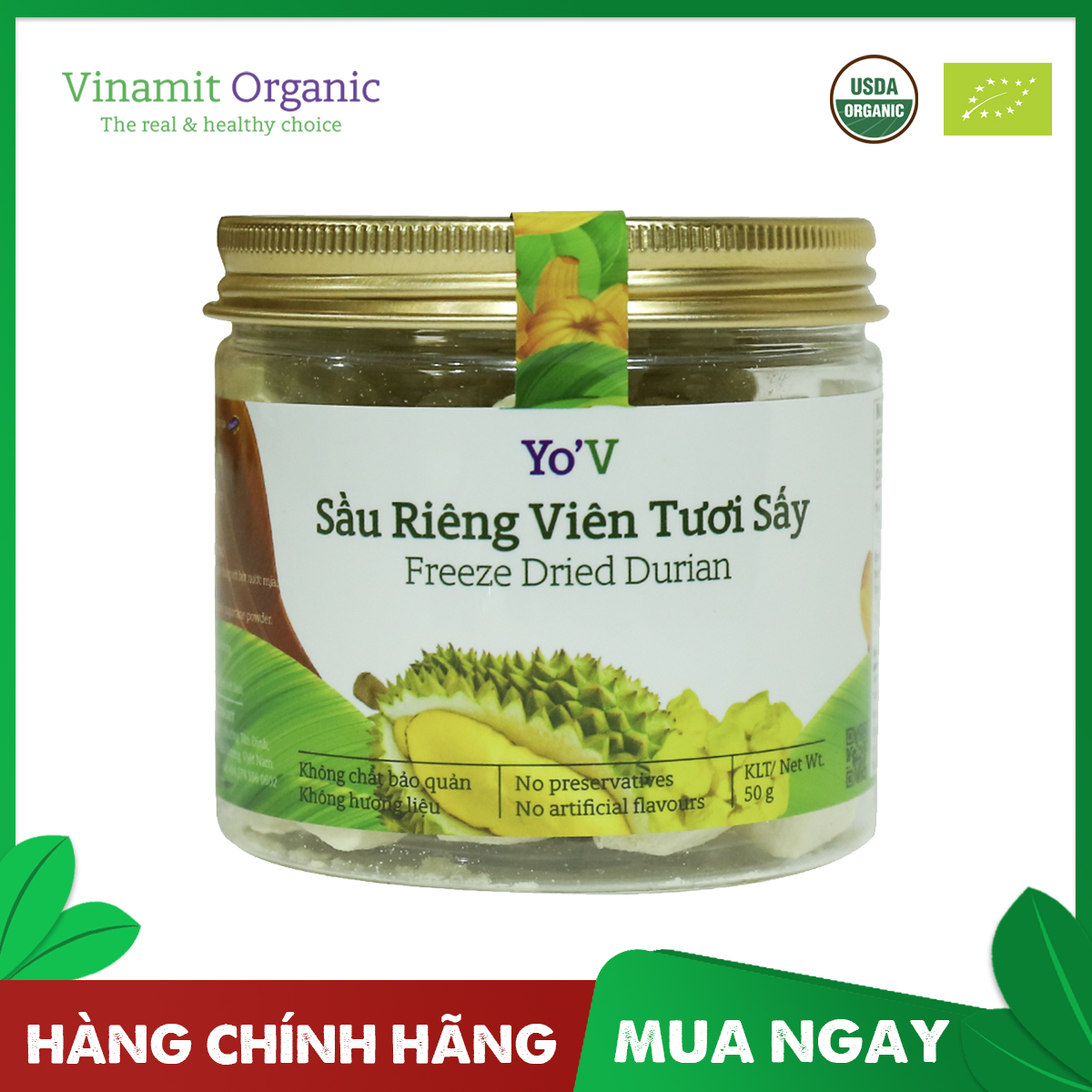 Sinh tố sầu riêng viên tươi sấy vinamit lon 50g
