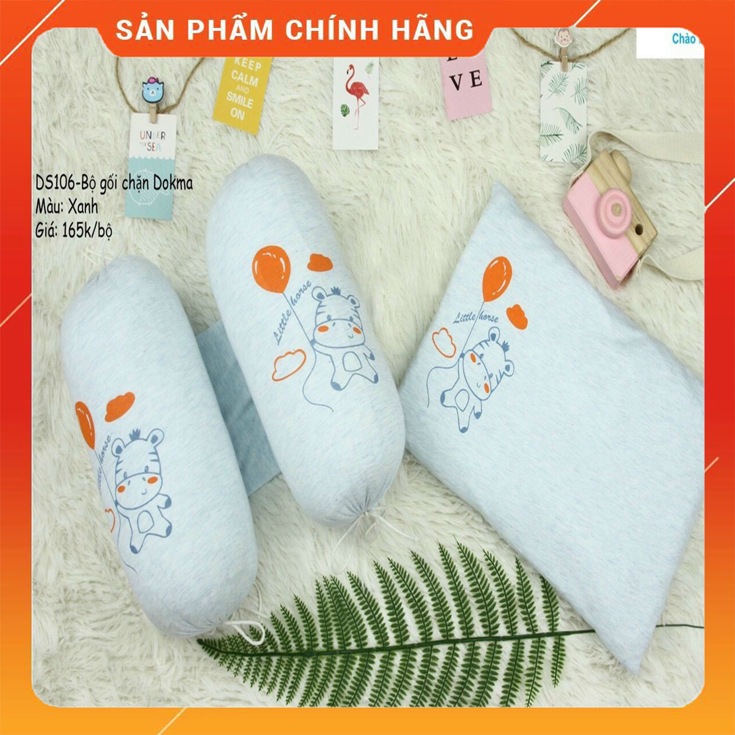 Bộ gối đầu và gối chặn bông cao cấp cho bé 0-3 tháng tuổi - Hàng Việt Nam -  nhãn hàng DOKMA chuyên thời trang cao cấp cho trẻ em
