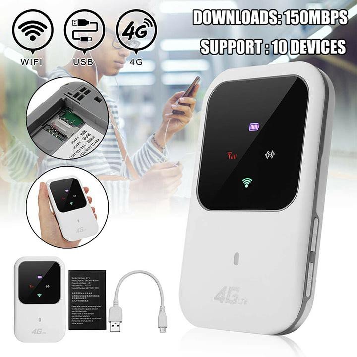 Thiết bị phát sóng wifi từ sim 3G/4G LTE A800, Sử dụng liên tục 7h, pin 2400, phát wifi cho mọi thiết bị xung quanh, có thiết kế nhỏ gọn dễ dàng cầm nắm trên tay mang theo khi di chuyển, có màn hình đèn led trực quan dễ dàng sử dụng.