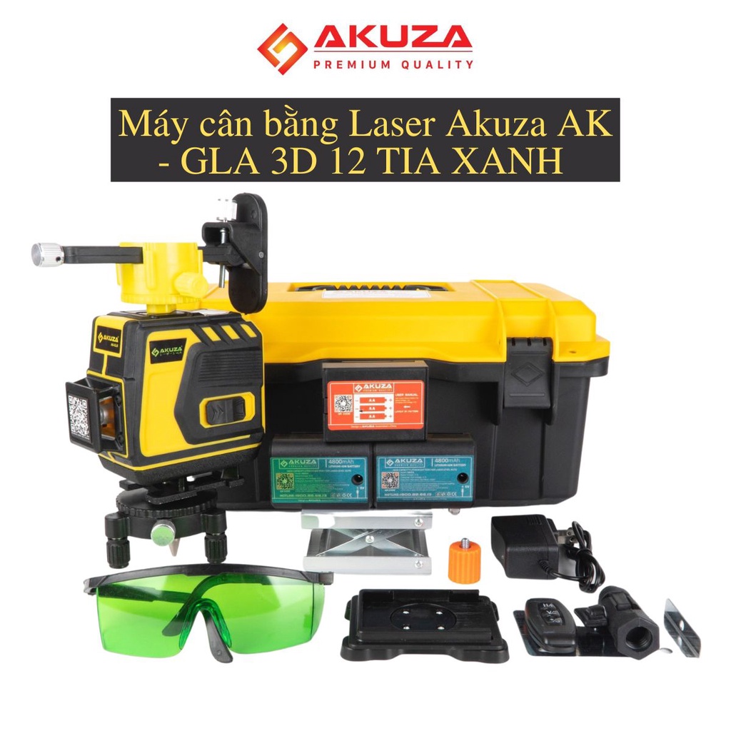Máy cân bằng laze xanh 12 tia siêu sáng akuza ak glb 3d - máy bắn cốt cân bằng laser cân mực laze 12 tia