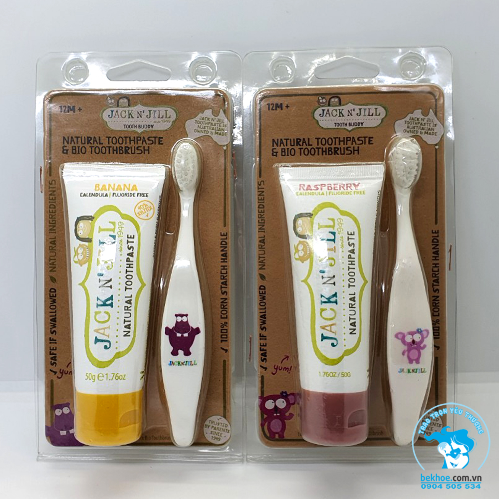 Set kem đánh răng kèm bàn chải jack n jill cho bé úc 50g - jack and jill