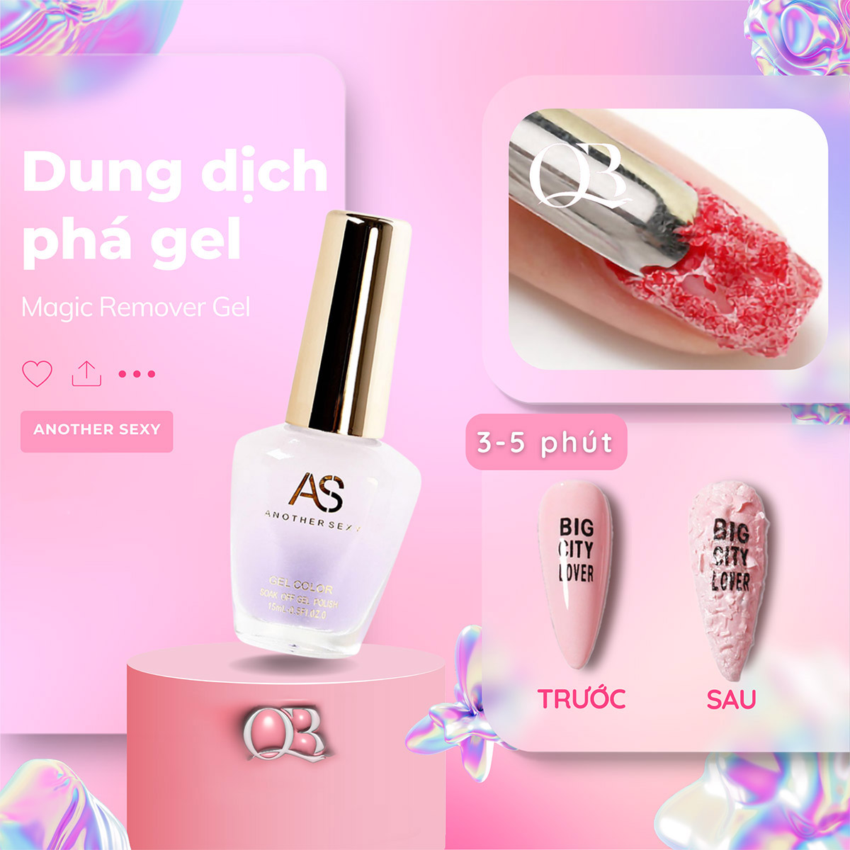 [HCM]Dung Dịch Phá Gel AS Giúp Phá Gel Nhanh Chóng Hiệu Quả Chỉ Trong 2-3 Phút Không Cần Ủ (Magic Remover)