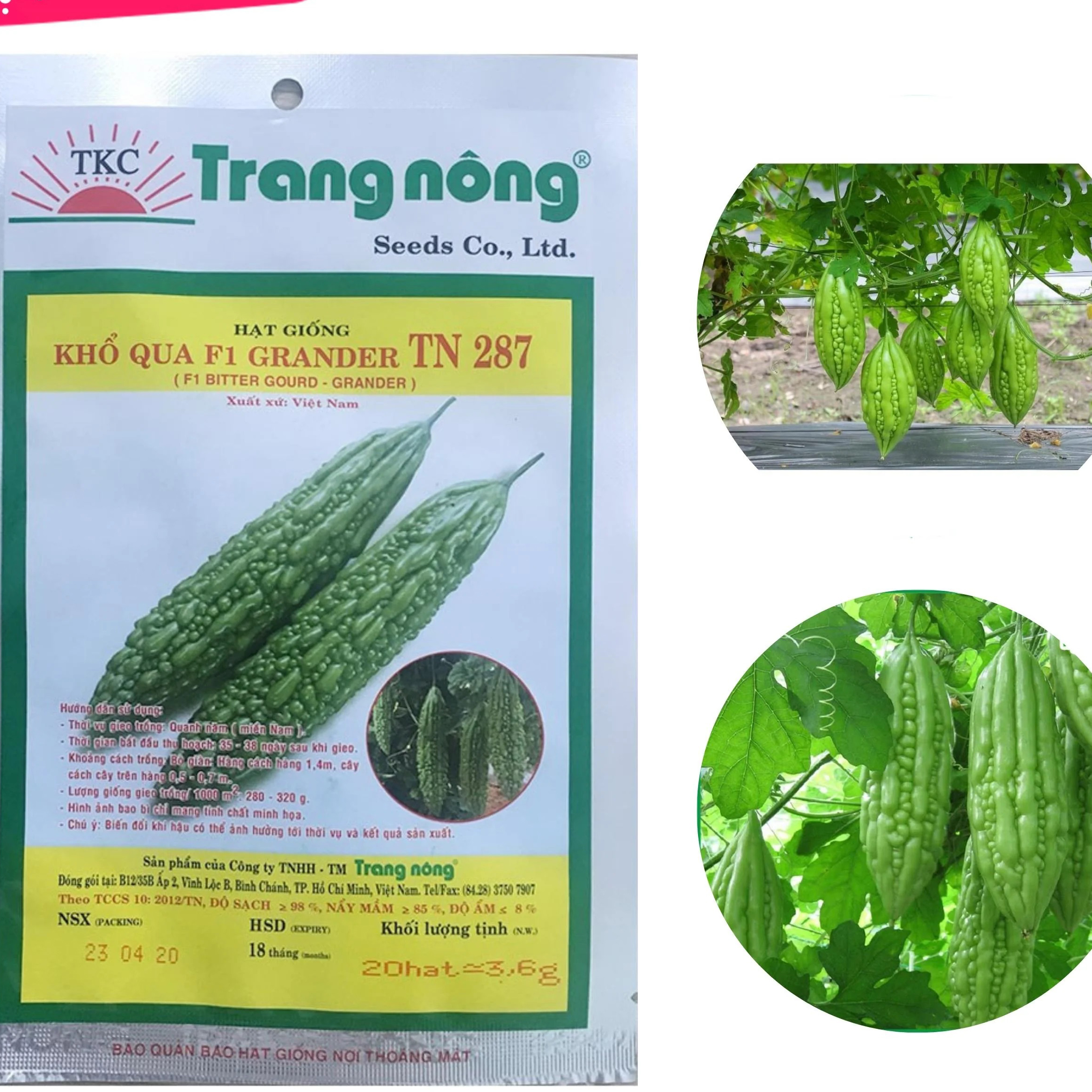 Hạt giống khổ qua f1 grander tn 387 trang nông gói 20 hạt