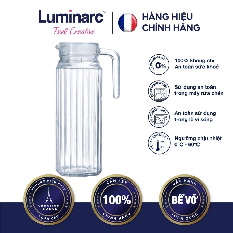 Bình Nước Thuỷ Tinh Luminarc Quadro 1.1L - LUQUG2666