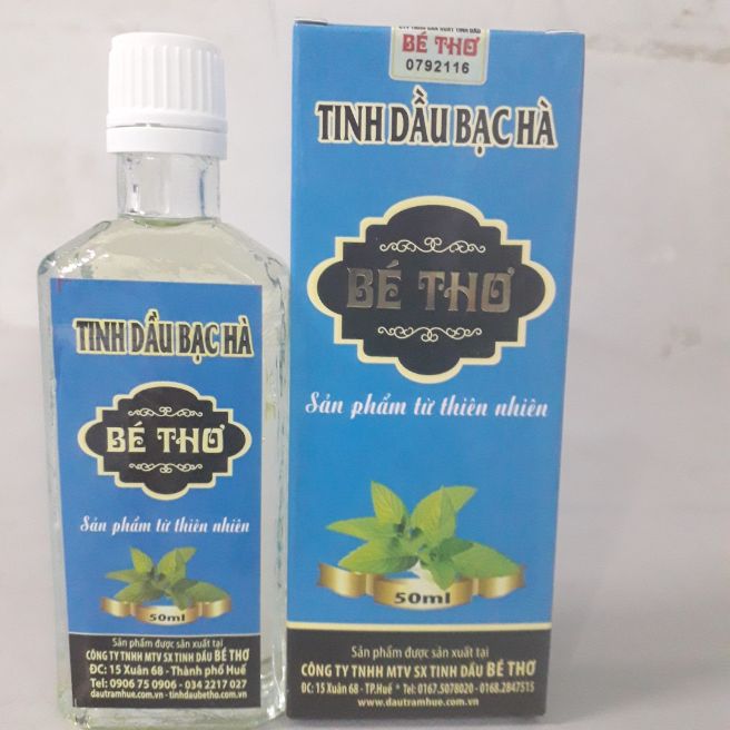 Tinh dầu bạc hà Bé Thơ nguyên chất 50ml , hàng chính hãng, có tem chống giả