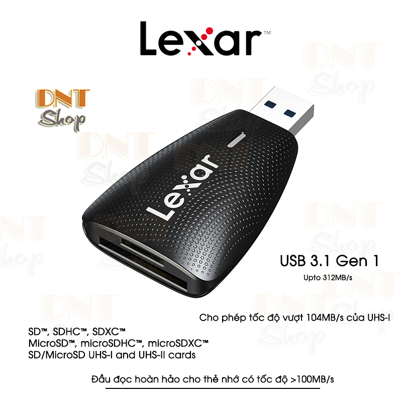 Đầu đọc thẻ nhớ lexar multi-card 2-in-1 usb 3.1 reader, works with sd and microsd cards