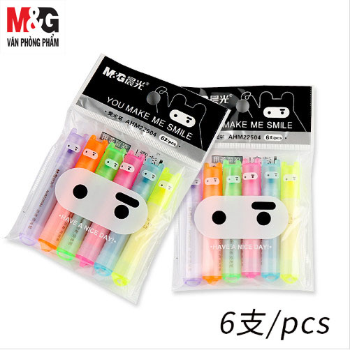 Bộ 6 bút dạ quang m&g ahm22504 dễ thương