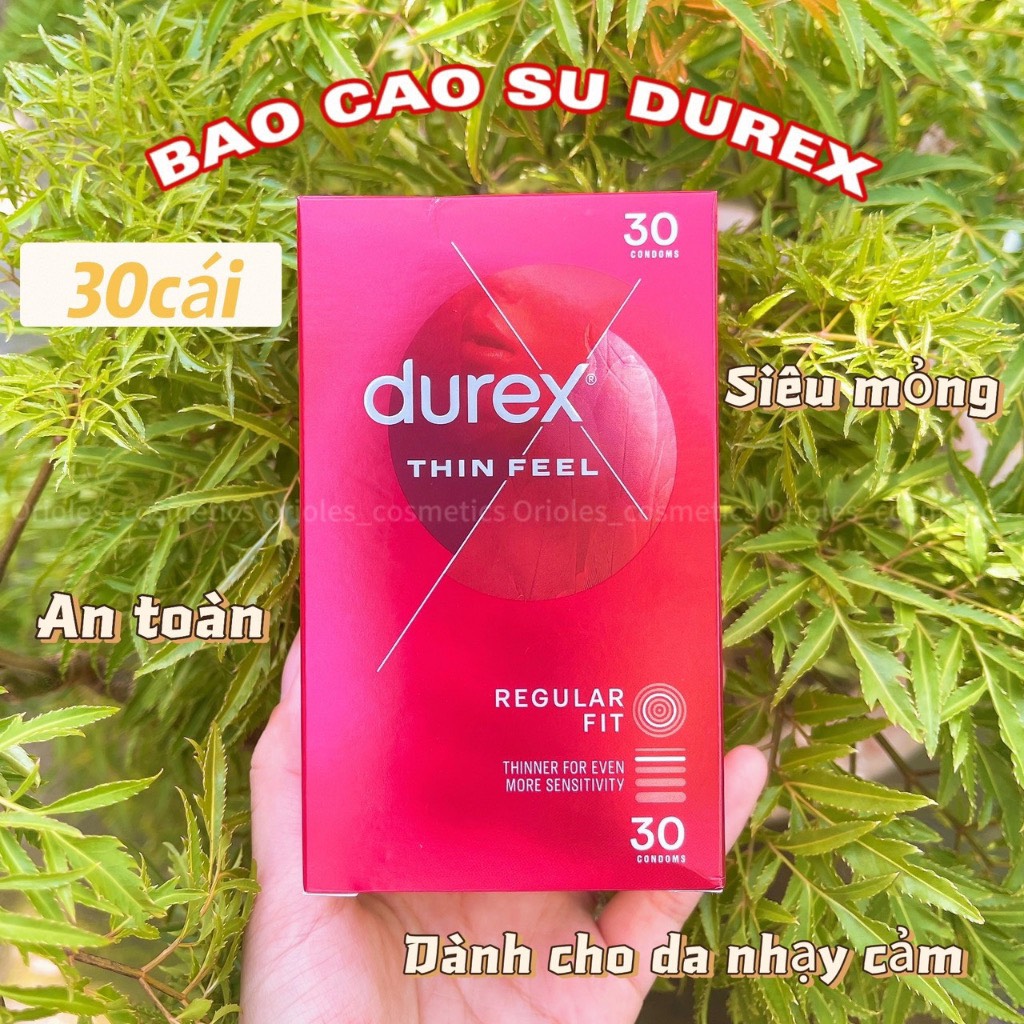 Hộp bao cao su siêu mỏng ôm sát kéo dài thời gian Durex Fetherlite 30 cái- Úc