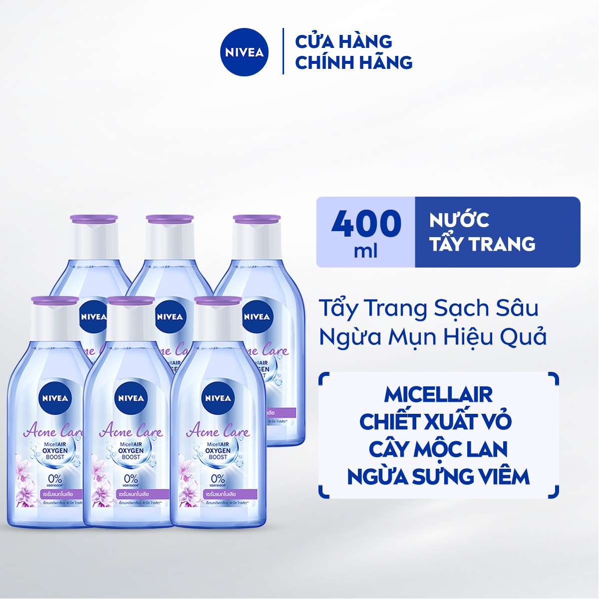 Combo 6 Nước Tẩy Trang NIVEA Không Chứa Cồn (400 ml)