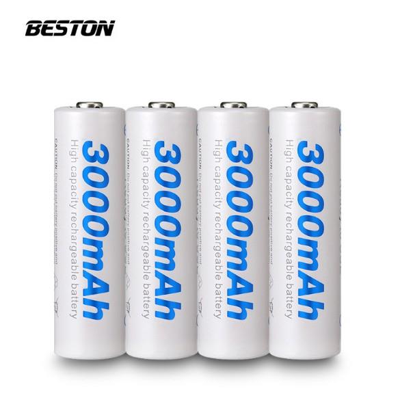 ┇☁๑ Bộ 4 Pin sạc AA Beston 1.2V Ni-MH 3000mAh chuyên mic không dây chuột không dây...